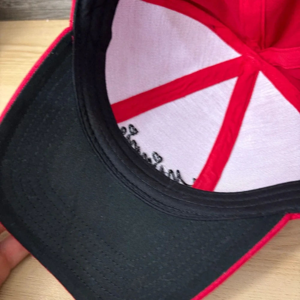 Minnie‎ Mouse Hat Cap Snap Back Womens Red White Bow Ears Polka Dot Disney
